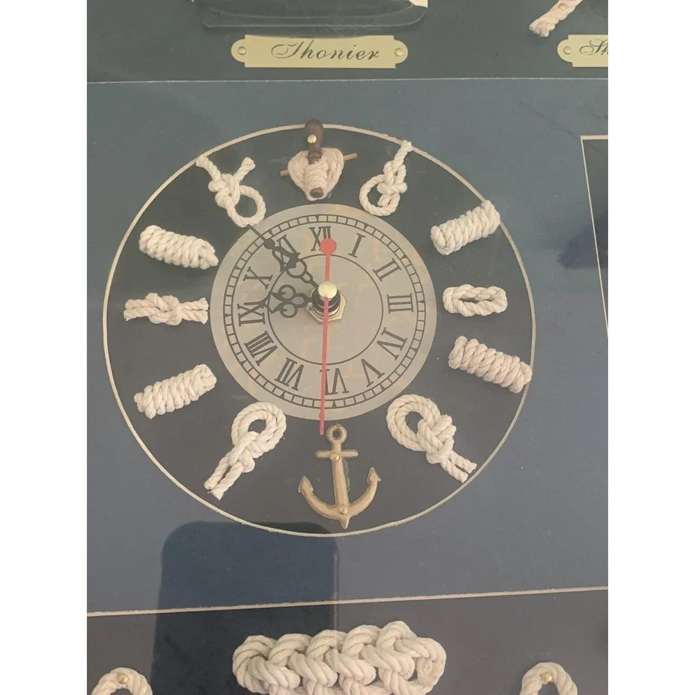 Decorative Wall‎ Clock With Nautical Knots Wall Hanging 3D Shadow Box Ship Decor